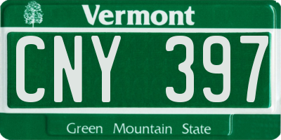VT license plate CNY397