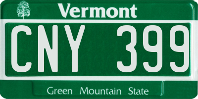 VT license plate CNY399