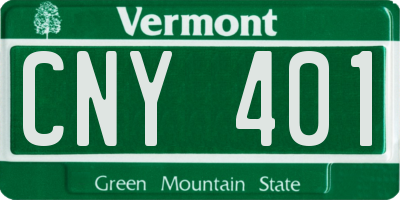 VT license plate CNY401