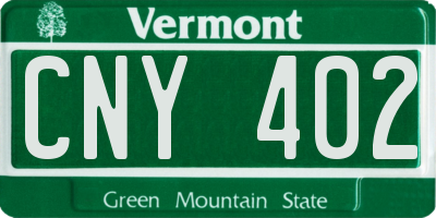 VT license plate CNY402