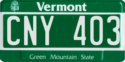VT license plate CNY403