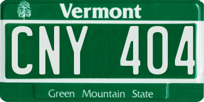 VT license plate CNY404