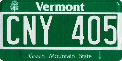 VT license plate CNY405