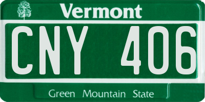 VT license plate CNY406
