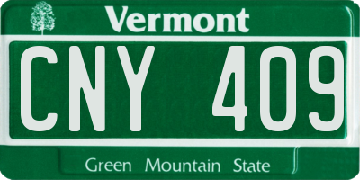 VT license plate CNY409