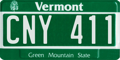 VT license plate CNY411
