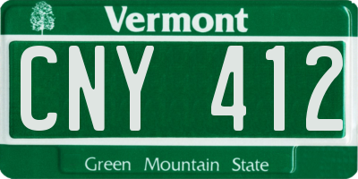 VT license plate CNY412