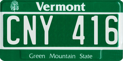 VT license plate CNY416