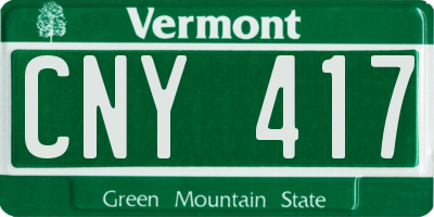 VT license plate CNY417