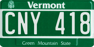 VT license plate CNY418