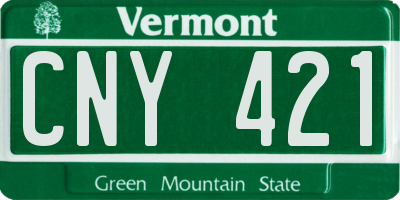 VT license plate CNY421