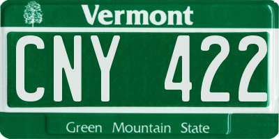 VT license plate CNY422
