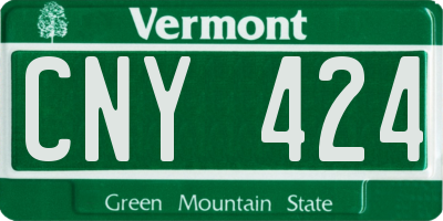 VT license plate CNY424