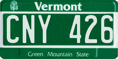 VT license plate CNY426