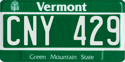 VT license plate CNY429