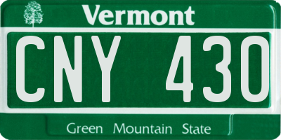 VT license plate CNY430