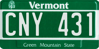 VT license plate CNY431