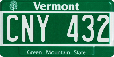 VT license plate CNY432