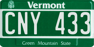 VT license plate CNY433