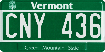 VT license plate CNY436