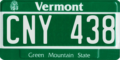 VT license plate CNY438