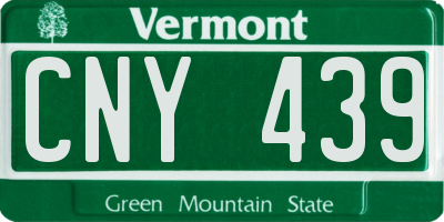 VT license plate CNY439