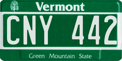 VT license plate CNY442