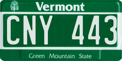 VT license plate CNY443