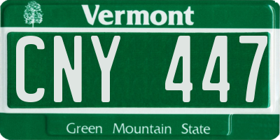 VT license plate CNY447