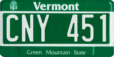 VT license plate CNY451