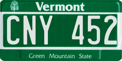 VT license plate CNY452