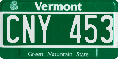 VT license plate CNY453