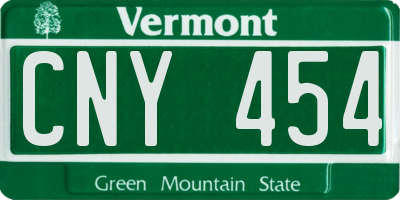 VT license plate CNY454