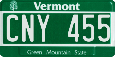 VT license plate CNY455