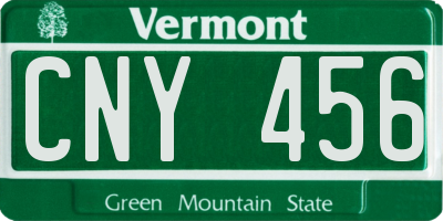 VT license plate CNY456
