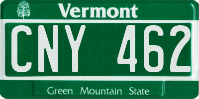 VT license plate CNY462