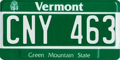 VT license plate CNY463