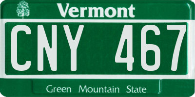 VT license plate CNY467
