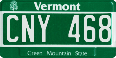 VT license plate CNY468