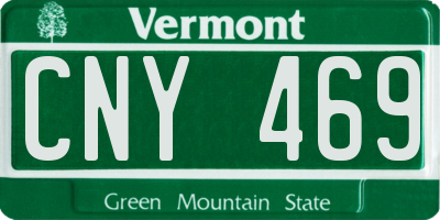 VT license plate CNY469