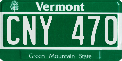 VT license plate CNY470