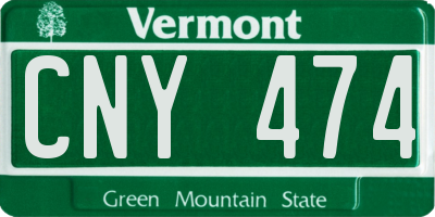 VT license plate CNY474