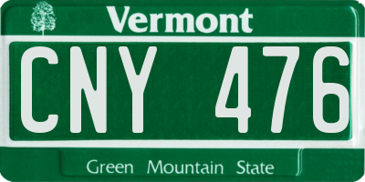 VT license plate CNY476