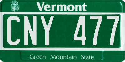 VT license plate CNY477