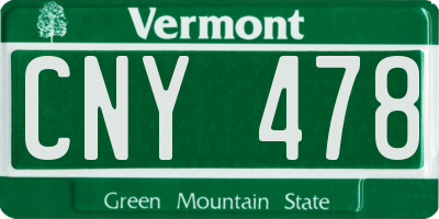 VT license plate CNY478