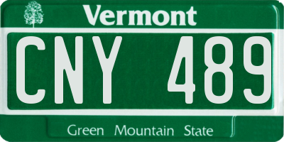 VT license plate CNY489