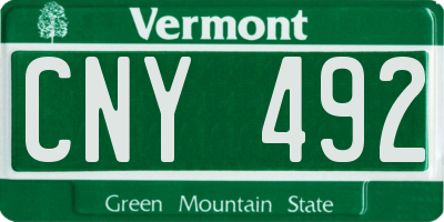 VT license plate CNY492