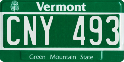 VT license plate CNY493