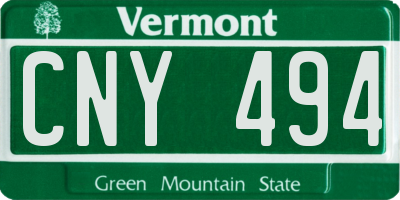 VT license plate CNY494