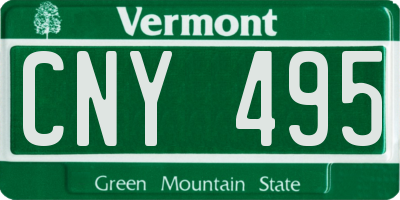 VT license plate CNY495